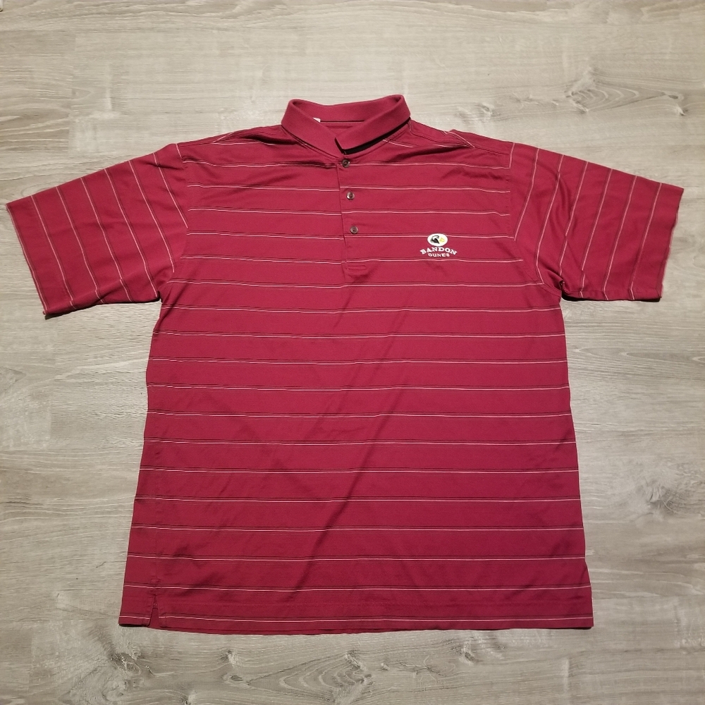 Bandon Dunes Golf Cutter & Buck Bergundy Short Sleeve Golf Polo Shirt Men's L